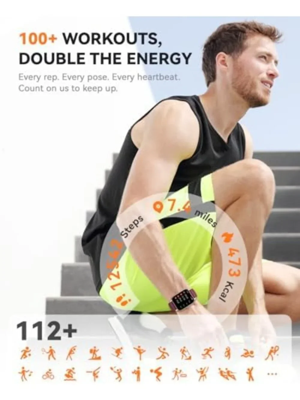 Stylish Waterproof Smart Watch for Fitness Tracking, Sleep Monitor, Compatible